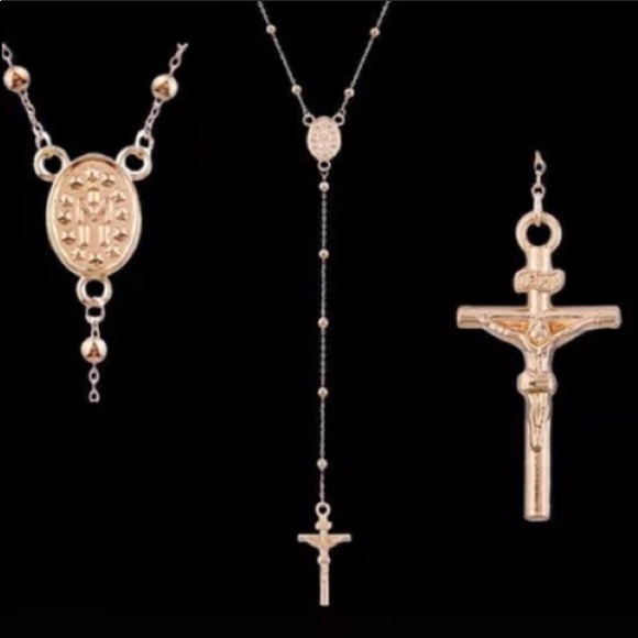 MORE COMING Rosary Style Gold Toned Alloy Necklace - Picture 3 of 6